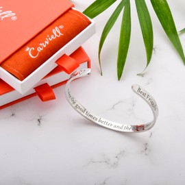 Carviell Best Friend Bracelet, Hammered, Friendship Gift for Women Friends, Besties, Bff Bracelets Jewelry for 2