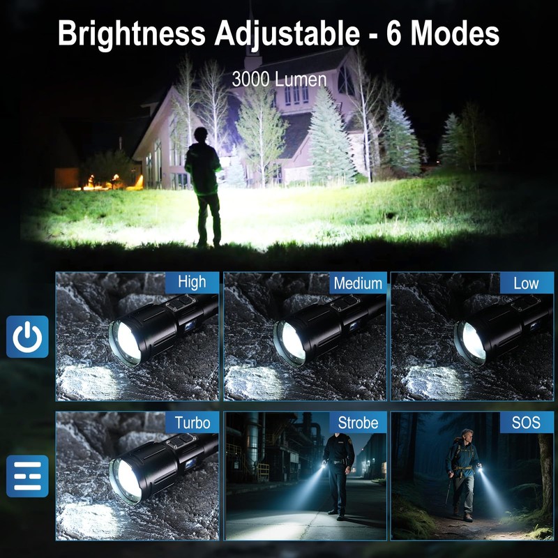 HOSONIC Flashlights High Lumens Rechargeable, LED Super Bright Flashlight, Linternas