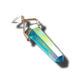 Sublime Gifts Blue Aqua Aura Quartz crystal healing gemstone point pendant - 1pc