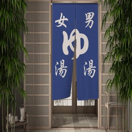Qinunipoto Noren, Japanese Style Bath, Noren, Width 33.5 x Length 66.9 inches (85 x 170 cm), Interior Blindfold, Stylish, Light Blocking, Room Divider, Long Curtain, Linen Pattern, Polyester,