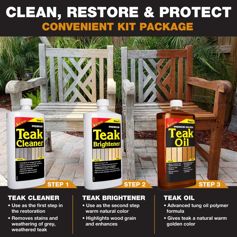 STAR BRITE Teak Care 3 Step Kit - Teak Cleaner