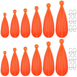 Lenwen 12 Pieces Fishing Practice Plug Soft PVC Bait Casting Plug 6 Mixed Sizes Weight Over 14 Years Fishing Lures for Improving Casting Skills, 1/5, 1/4, 3/8, 2/5, 1/3, and 3/4 oz(Orange)