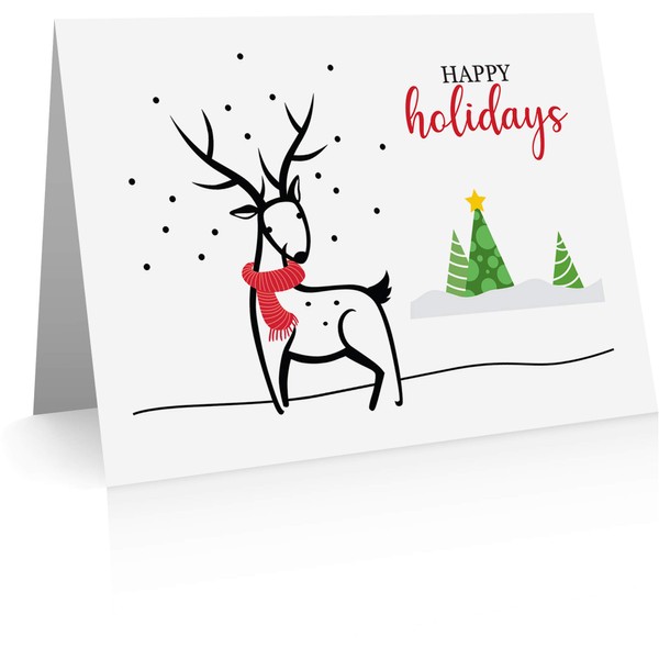Little Notes by Comptime Elegant Deer Holiday Cards (12 Cards and Blank Envelopes)