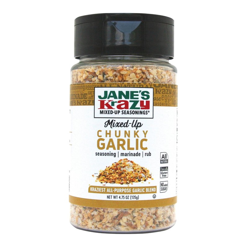 Jane's Krazy Chunky Mixed-Up Garlic Seasoning, 135 Grams (Packing may