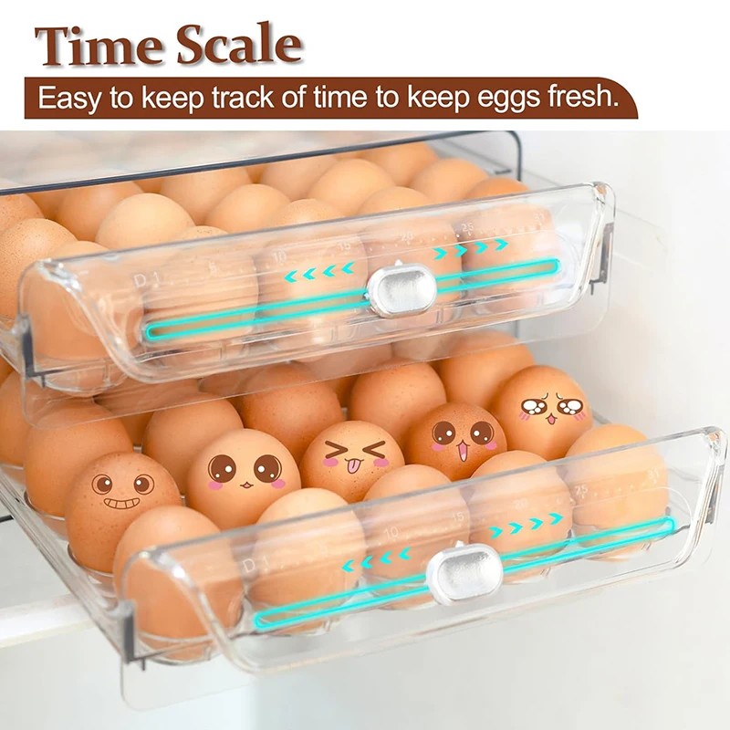 Double-drawer Refrigerator Egg Storage Box Can Keep Eggs Fresh Transparent