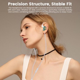 Yeabomy Qkz Ak6 Lucky in Ear Monitor, HiFi Wired Earbuds, Tunable Sound Wired Headphones Gaming Earbuds with 3-Level Adjusting Switch, Detachable Cable for Music Gaming Video Calling (Green)