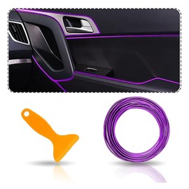 Car Interior Trim Strips, Universal 16.4ft/5m Decorative Styling Door Dashboard Car Interior Moulding Trim, DIY Car Interior Filler Insert Flexible Strip with Installing Tool (Purple, 5m)