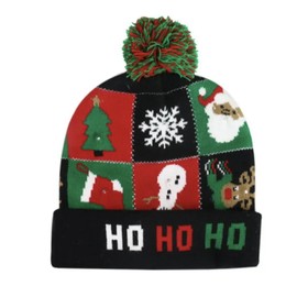 LED Christmas Winter Beanie Knit Hat Light Up Xmas Winter Warm Cap w/ Pom Pom US