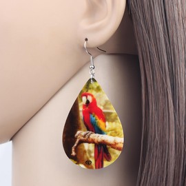 TIZURO Acrylic Cute Teardrop Parrot Earrings Hawaiian Summer Beach Tropical Birds Animals Dangle Jewelry For Women Bird Lovers Gifts (Yellow)