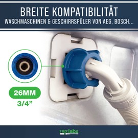 rep:labs Aquastop Safety Inlet Hose 4 Metres Universal for Washing Machines and Dishwashers with 3/4 Connection Screw Connection