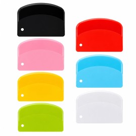 Paquete de 7 raspadores de banco de plástico para pan, raspador de masa de cocina flexible de plástico para masa de pan, pasteles, glaseado de fondant