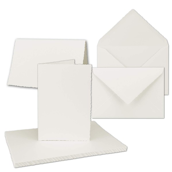 NEUSER PAPIER 25x Vintage Folding Card Set with Serrated Cut,
