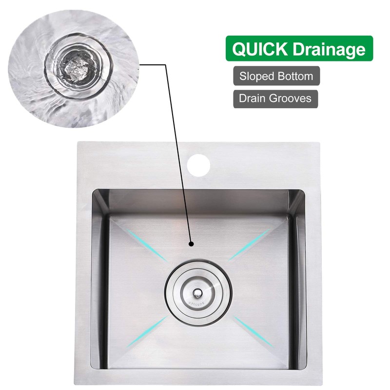 VALISY 15 x 15 Inch SUS304 Stainless Steel Square Topmount