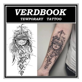 VERDBOOK Waterproof Temporary Tattoos: 2-Sheet Tattoo Kit with Realistic Body Stickers, Semi-Permanent Tattoos for Adults Lasting 7-15 Days – Safe for Men & Women, Tribal Chief