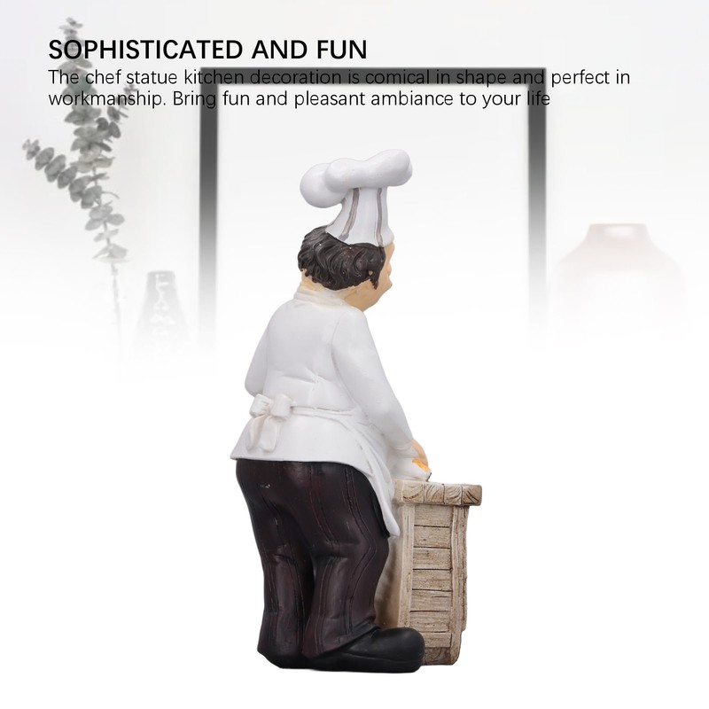 Resin Chef Statue Restaurant Dining Table Decor Figurine Ornament Kitchen