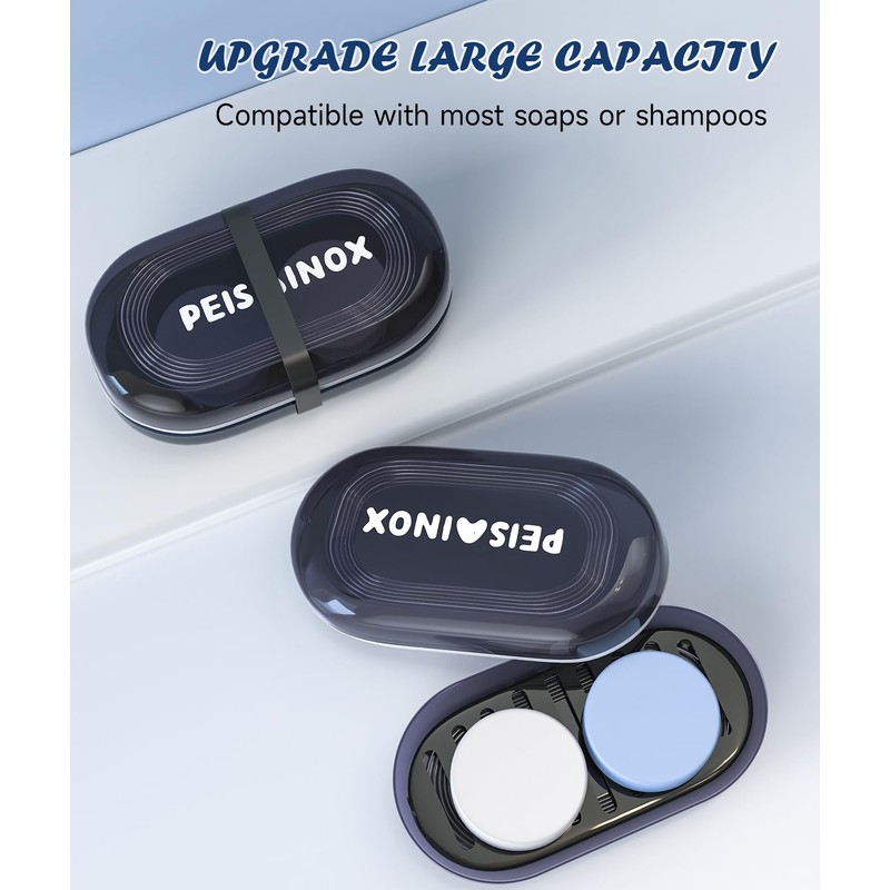 Doter Leakproof Travel Soap Dish with Lid - Draining Soap