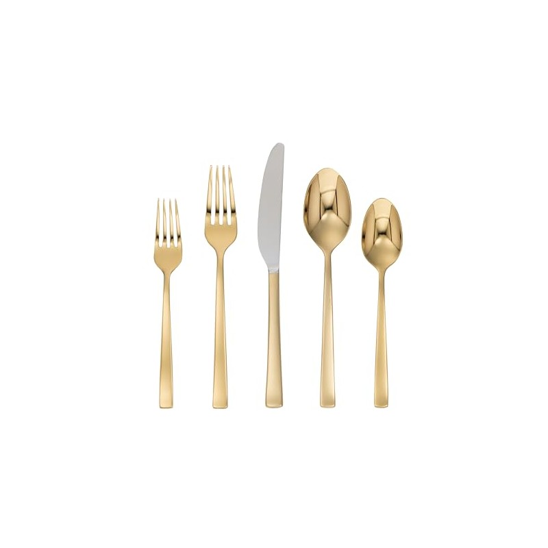 Cambridge Ellenore Gold 5-Piece Flatware Place Setting, 5 Count, No