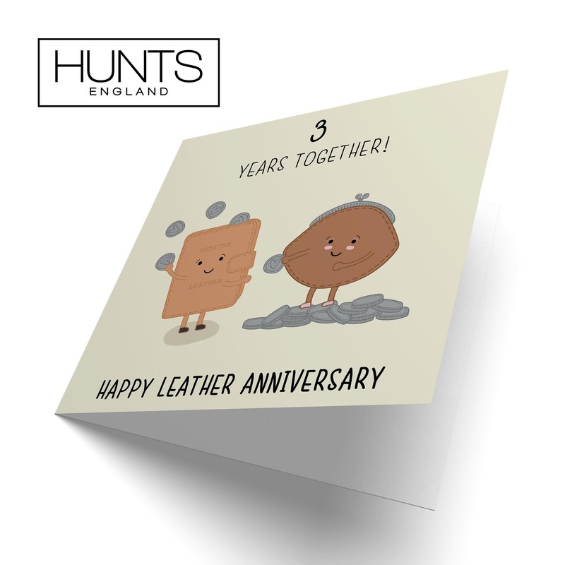 Hunts England - 3rd Wedding Anniversary Card - Leather Anniversary