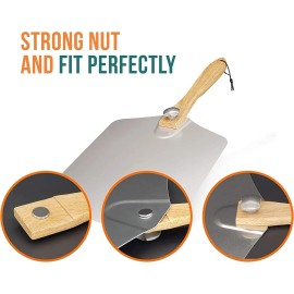 Calmist Pizza Aluminum Peel Set 12x14” w/ Foldable Wooden Handle + 14” Rocker Cutter