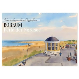 BORKUM Perle der Nordsee (Wandkalender 2026 DIN A2 quer), CALVENDO Monatskalender: Kunstvoll aquarellierte Originalfotos (CALVENDO Natur)