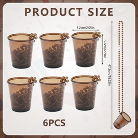 Bekecidi 6 Pcs Shot Glasses with Necklaces, Hen Party Mini Plastic Cups with Necklace on Beaded Reusable Cute Cups for Bachelorette Decorations Theme Party Supplies (Brown)