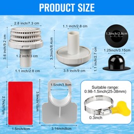Pushglossy Swimming Pool Water Jet Connectors Replacement Parts Kit Small Strainers with Pool Outlet Strainers, Inlet Nozzles and Hole Plugs with 1.25 Inch Fittings with Pool Hose Holder