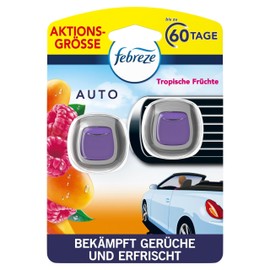 Febreze Auto Lufterfrischer (4 ml) Tropische Früchte, Auto Duft gegen Gerüche (2 x 2 ml)