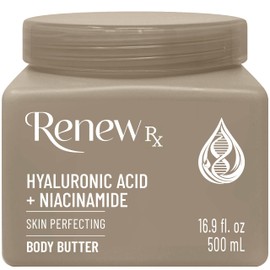 RENEW RX Hyaluronic Acid + Niacinamide Body Butter for Dry Skin – Deep Hydrating Skin Care, Skin Perfecting Vegan Skincare, 16 oz