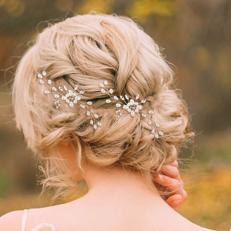 4 horquillas de perlas para el pelo para novia, novia,