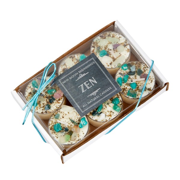 Zen Crystal Candle by NEW MOON BEGINNINGS - All Natural