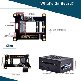 GeeekPi Metal Case with N05 PCIe M.2 Key-M NVMe SSD PCIe Peripheral Board for Raspberry Pi 5, Support M.2 NVMe SSD 2230 2242
