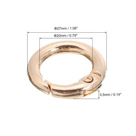 PATIKIL 17mm Spring O Ring Round Snap Clip, 12 Pcs Circle Trigger Keyrings Buckle Zinc Alloy Small Clamp Clasp for Purse Handbag, Gold Tone