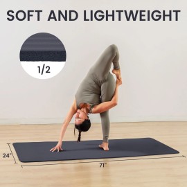 Fitvids 1/2" Thick High Density Exercise Yoga Mat, Carrying Strap, Graphite