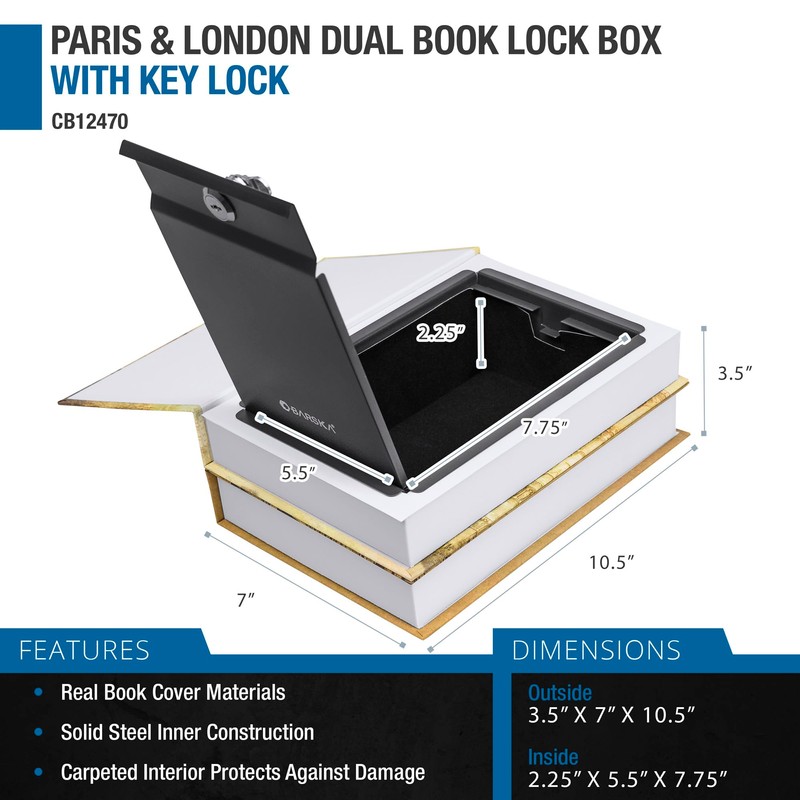 Barska Portable Diversion Dual Book Safe Concealed Lock Box for