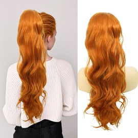 Ponytail Extension Drawstring Ponytail for Quick and Easy Hairstyling Orange Red 26in Natural Looking Synthetic Hair