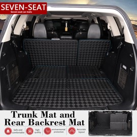 WDYOYS Cargo Mat for 2018-2024 Ford Expedition Max/Lincoln Navigator L 7 Seats (2 Row Bucket Seat) Trunk Mat & 2ND+3RD Row Rear Backrest Mat, All Weather Rear Cargo Liner Back Seat Cover Protector