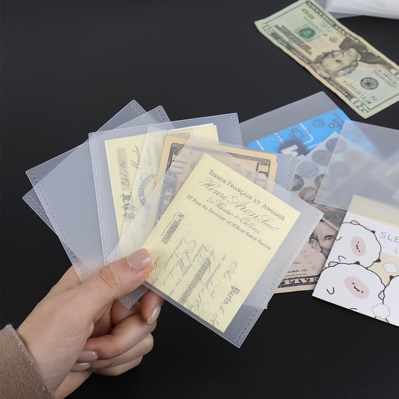 12 Sheets Frosted PP Small Cash Envelope 3.15x3.5 Inch Zipless