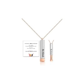 Be Kind Of A B Necklace For Women, Hidden Message Little Reminders Inspirational Tube Pendant Sorority Sisters Friendship Gift Jewelry, Extra Large, Stainless Steel, No Gemstone