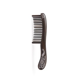 TAN MUJIANG TAN KITSAN "Serve" Hair Comb | African Ebony | Rafelsia Flower & Crystal | Lacquer, For Gift