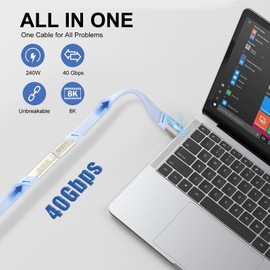 APEXSUN Type C to USB C 4Ft Male to Male Cable, Supports 240W Fast Charging, 8K Video Transmission, and 40Gbps Data Transmission, Compatible with Devices Such as Thunderbolt 4/3 and USB4/3