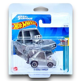 Hot Wheels '70 Dodge Charger (Silver & Black) 1/5 Tooned - 2024-161/250 (Short Card) - includes a KLAS Car Keeper Protector Case - HTD86