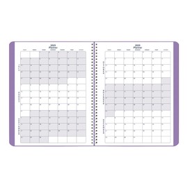 Blueline® Essential Academic Monthly Planner, 14 Months, July 2025 to August 2026, Twin-Wire Binding, Soft Vicuana Cover, 11" x 8.5", Purple (CA701F.03-26)