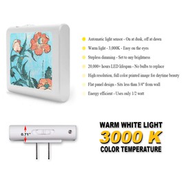 Plug in Dimmable LED Night Light with Dusk to Dawn Auto Sensor, Adjustable Brightness, Warm Light, Auto On-Off Nightlight for Bathroom, Hallway, Nursery, Bedrooms - Hokusai: Poppies