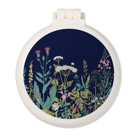 Mini hairbrush, pocket hairbrush with mirror, portable for purse/pocket, travel size (Black flowers and plants)