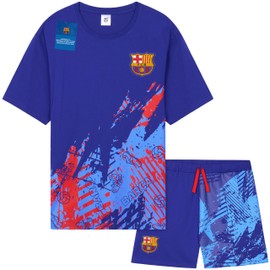 Get Trend Men's Short Summer Pyjamas Men's Cotton Pyjamas Football Fan Item Gifts for Men, Blue Barcelona, 3XL