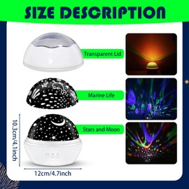 Kids Night Light Projector,360° Rotating Starry Sky Projector,2 in 1 Glow in The Dark Stars,Ocean Wave Projector,Christmas Xmas Birthday Party Gift Room Ceiling Nursery Decor for Girls Boys (White)