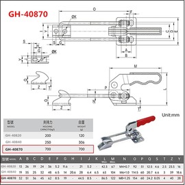 CN-BOGONG 2Pcs GH-40870 Two Function Toggle Latch Clamp 200Kg /485Lbs Capacity Pull Action Adjustable Latch U Bolt（Large：40870）