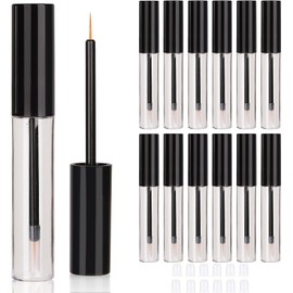 COSIDEA - 12 tubos de plástico vacíos, color negro, 10 ml, para envasar, frascos, contener, delineador, cepillo para polvo, aplicador, para el crecimiento de pestañas