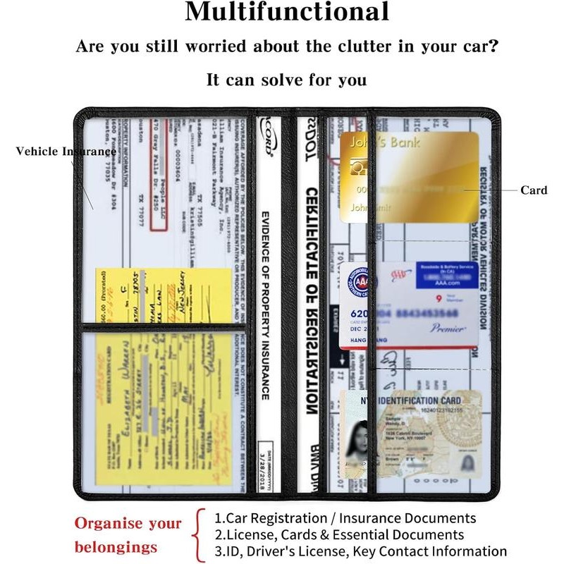 Premium Leather Car Document Holder with Magnetic Closure – Card