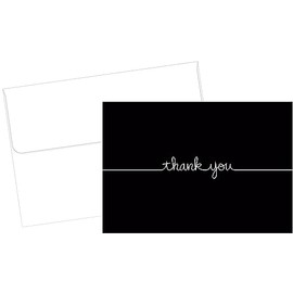 Great Papers! Grace Thank You Note Card and Envelope, 4.875" x 3.375" (folded), Black with White Script (2015072)